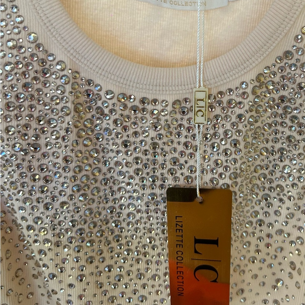 Lizette Collection Rhinestone Embellished Top.   Sleeveless. .